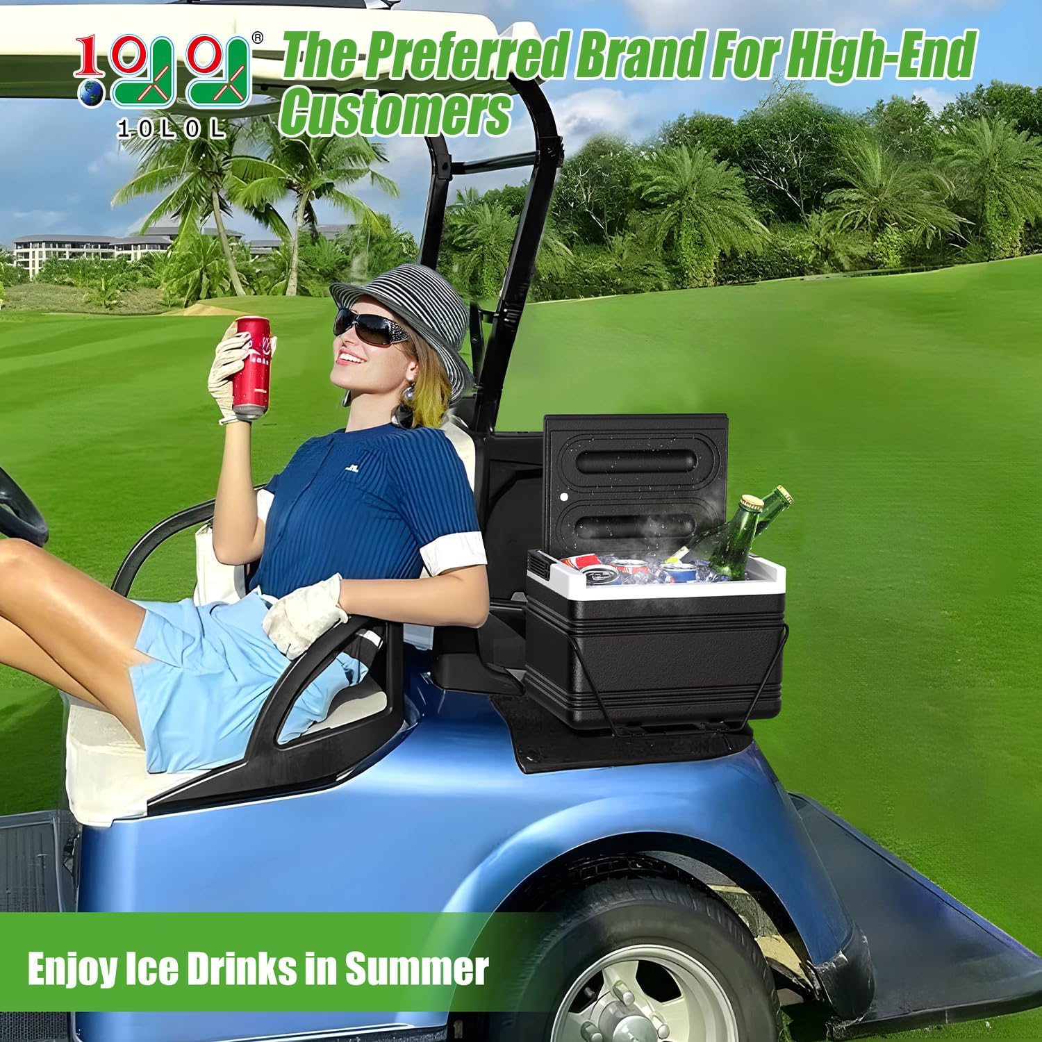 Golf Cart Cooler with Mounting Bracket Kit for EZGO Yamaha Club Car