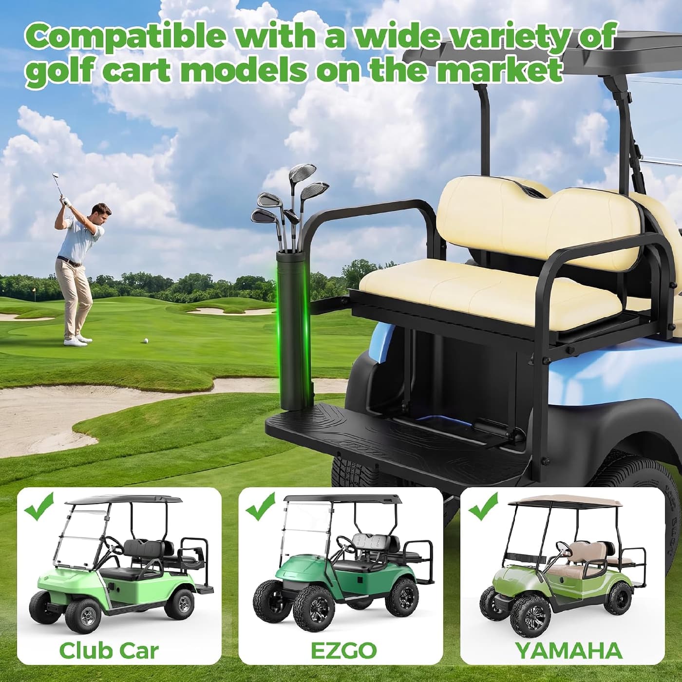 10L0L Golf Cart Tube Holder for Yamaha, Club Car, EZGO, Bucket Storage