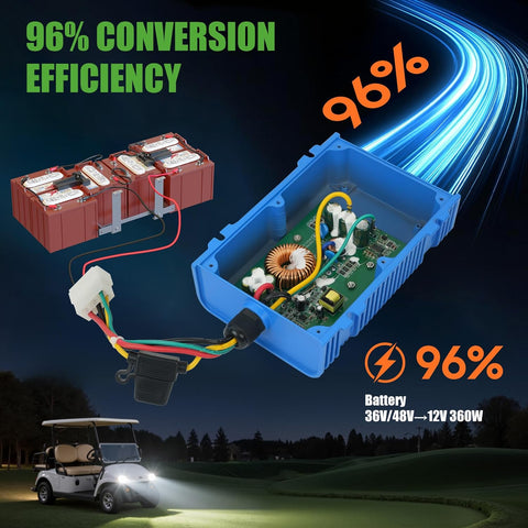 10L0L 30A Golf Cart Voltage Reducer Converter 36V 48V to 12V for EZGO Club Car Yamaha 360W