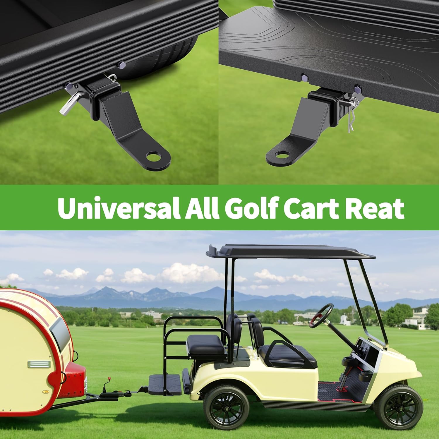 10L0L Heavy Duty Golf Cart Trailer Hitch Kit with 2" Receiver for Yamaha, EZGO, Club Car - Easy Installation