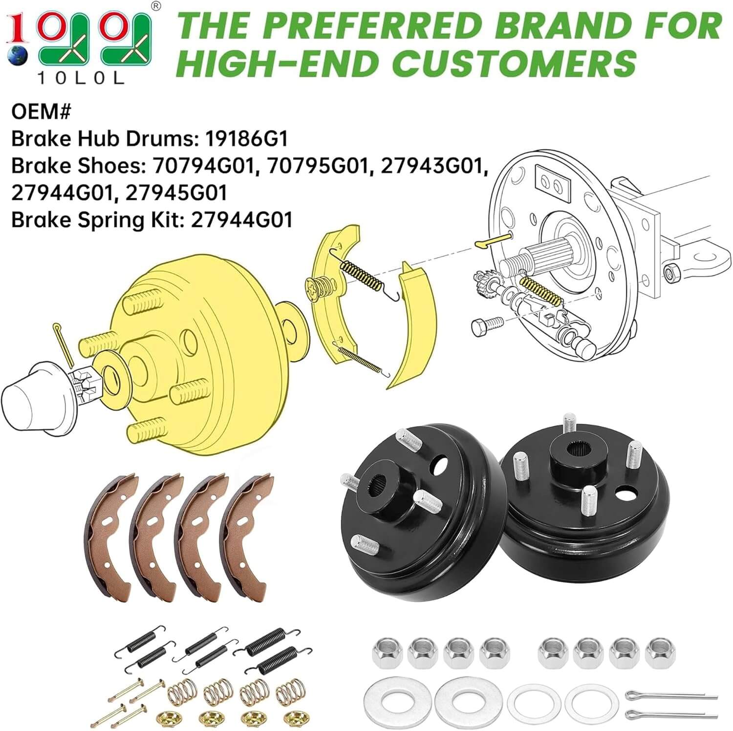 Golf Cart Brake Maintenance Kit for 1997-Up Electric EZGO TXT PDS - 10L0L