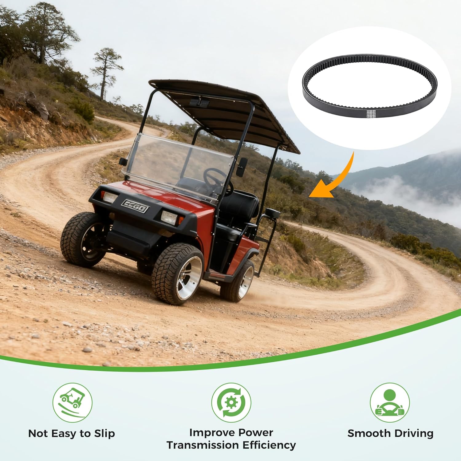 10L0L Golf Cart Drive Belt for EZGO 1976-1987 Marathon