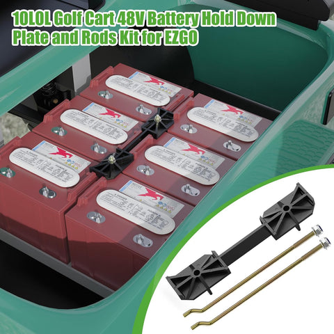 10L0L Golf Cart 48V Battery Hold Down Plate and Rods Kit