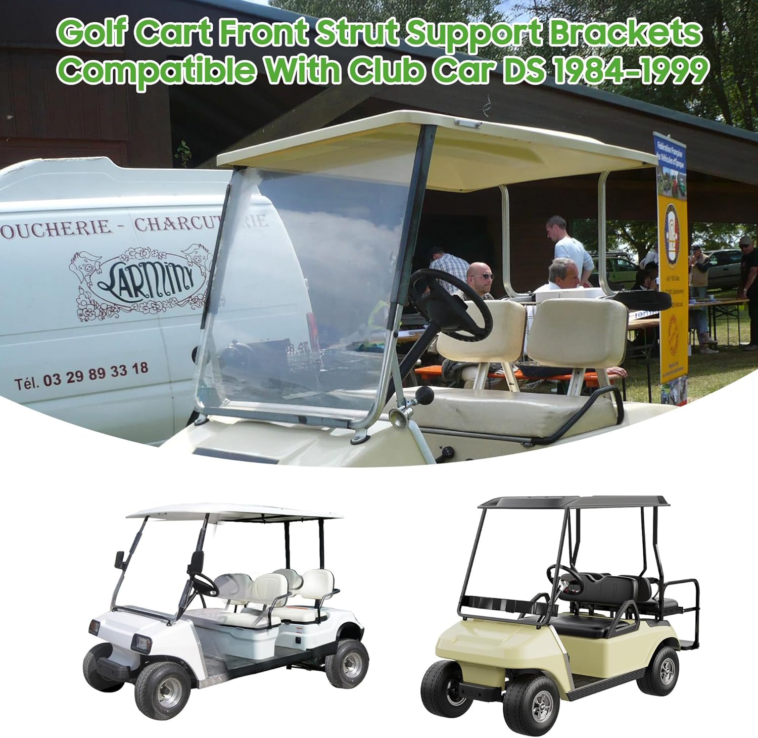Golf Cart Front Roof Support Brackets for Club Car DS