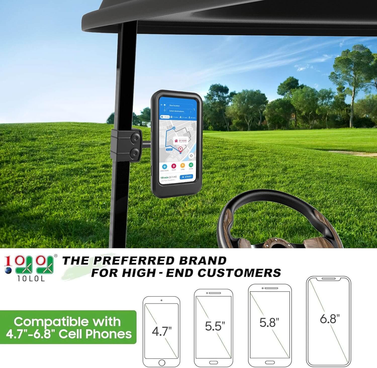 Golf Cart Phone Holder Waterproof and Shockproof