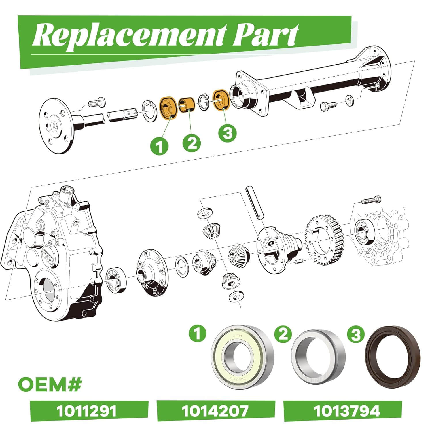 Golf Cart Rear Axle Bearing Bushing & Oil Seal Kits for Club Car DS & Precedent