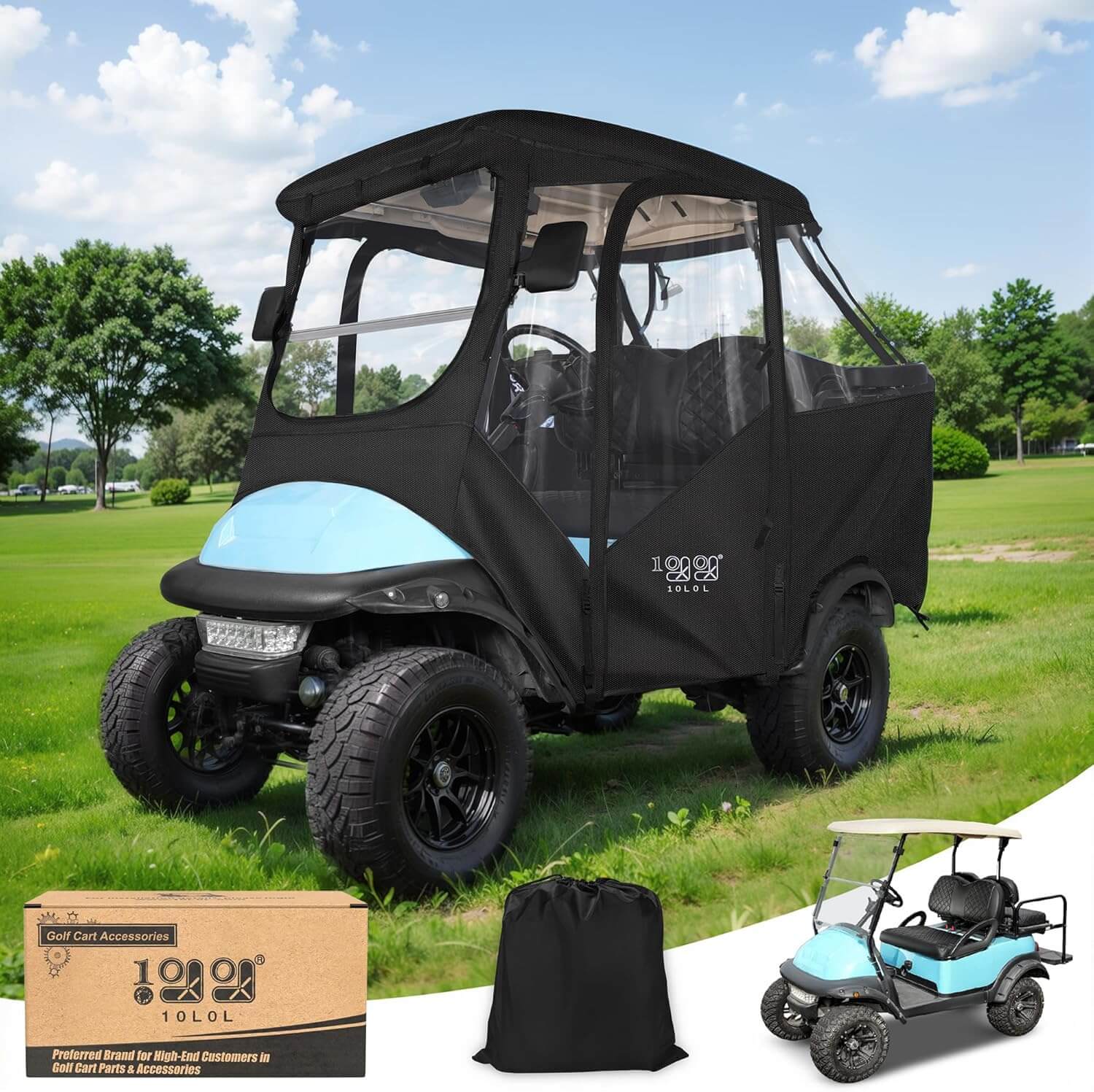 10L0L Simple Enclosure Golf Cart Rain Cover for Club Car Precedent