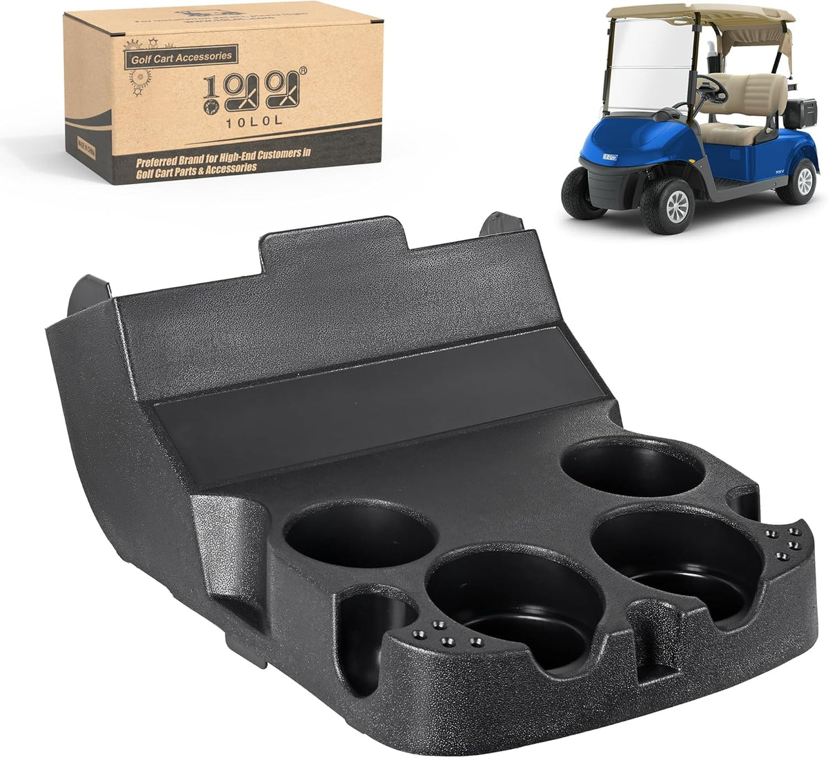 golf cart center console with cup holders and USB ports