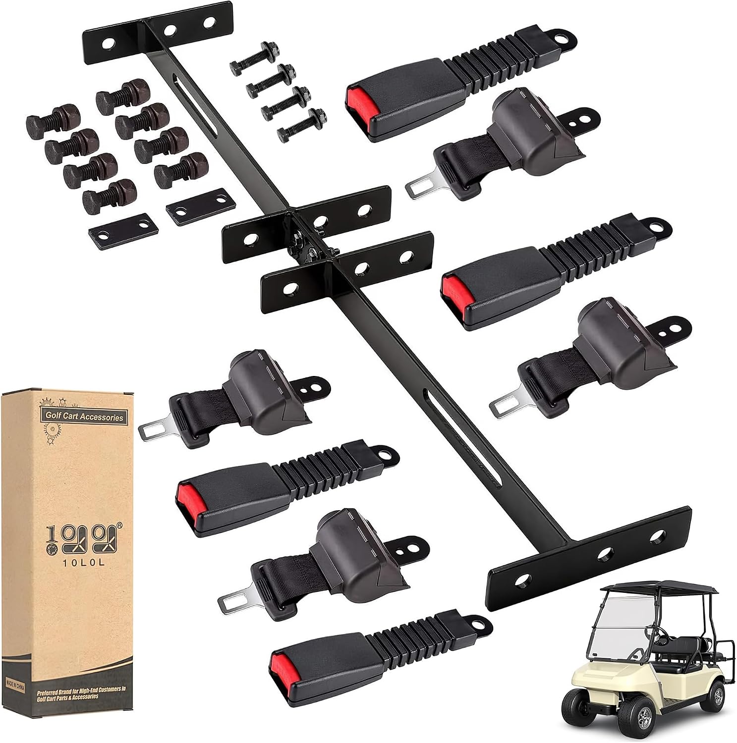 2-Point Golf Cart Seat Belts with Brackets