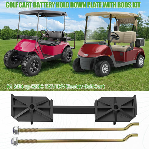 EZGO TXT & RXV Battery Hold Down Plate & Rods Kit