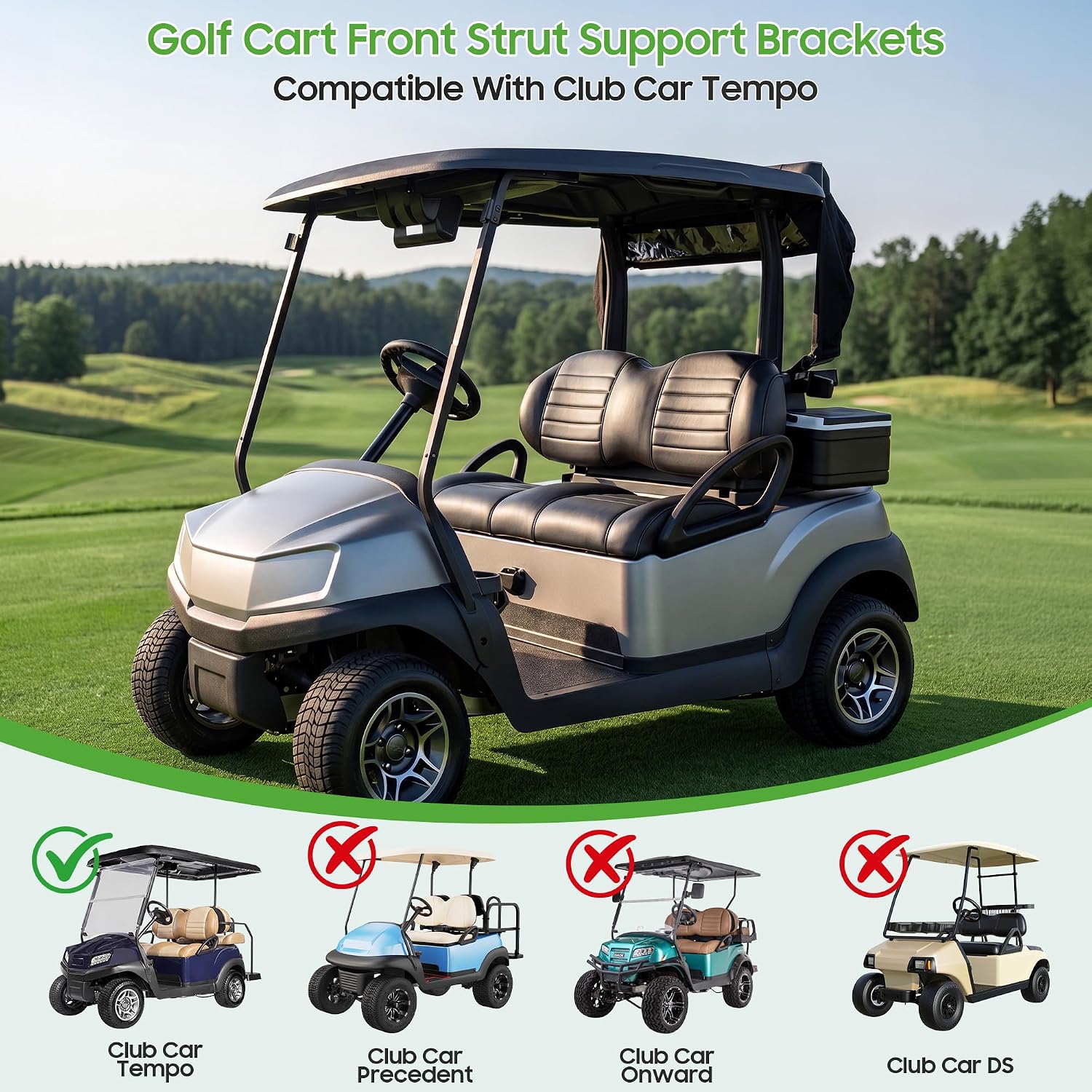 10L0L Golf Cart Front Roof Support Brackets for Club Car Tempo