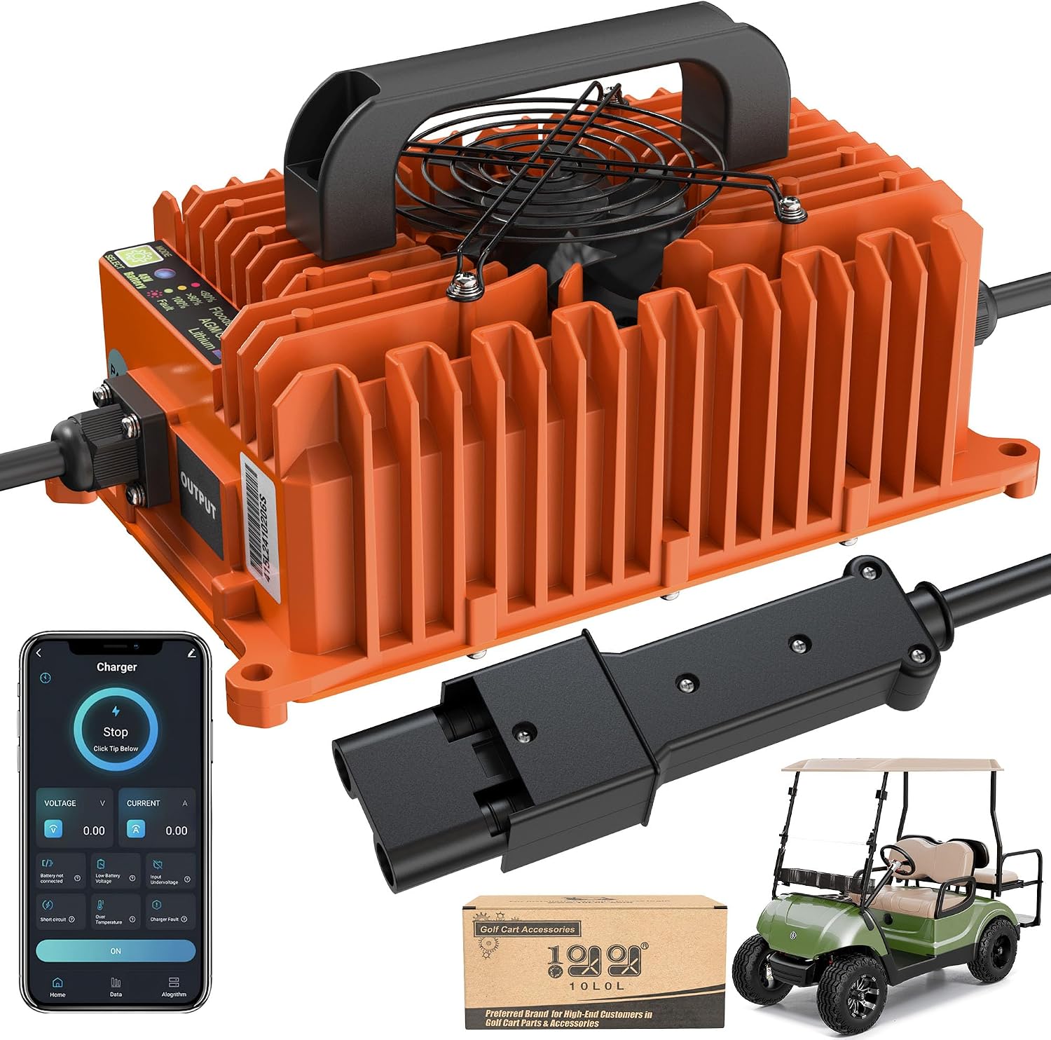 Orange 48 Volt Golf Cart Charger for Yamaha G19 G22