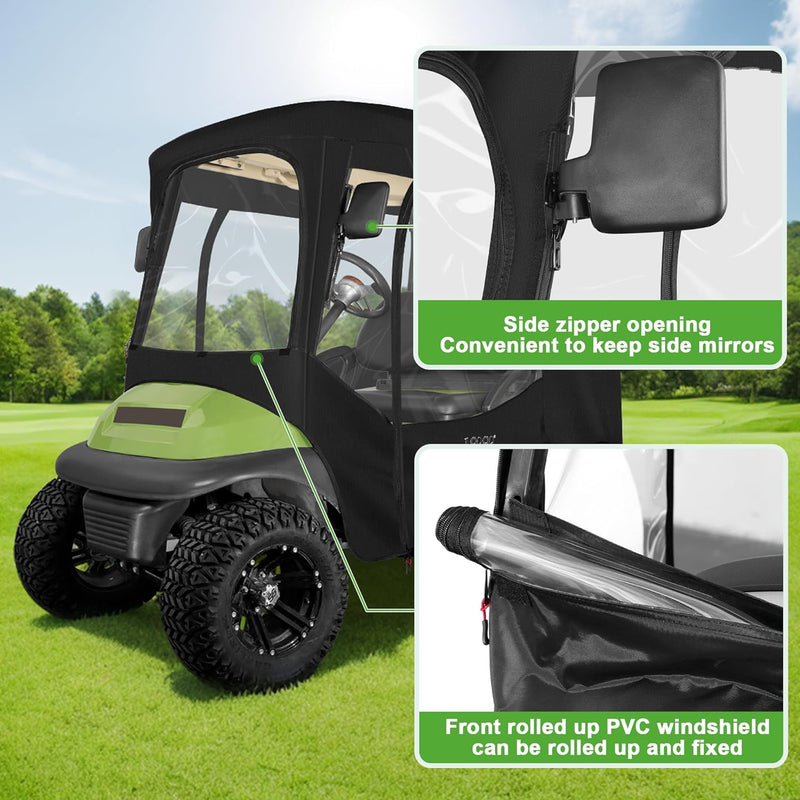 2 Passenger Golf Cart Cover & Enclosure Waterproof for Club Car Provides Full Protection