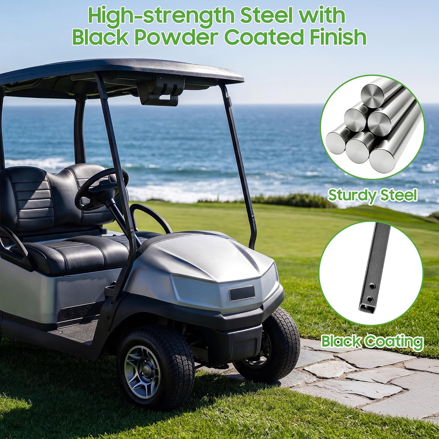High-strength Steel with Black Powder Coated Finish