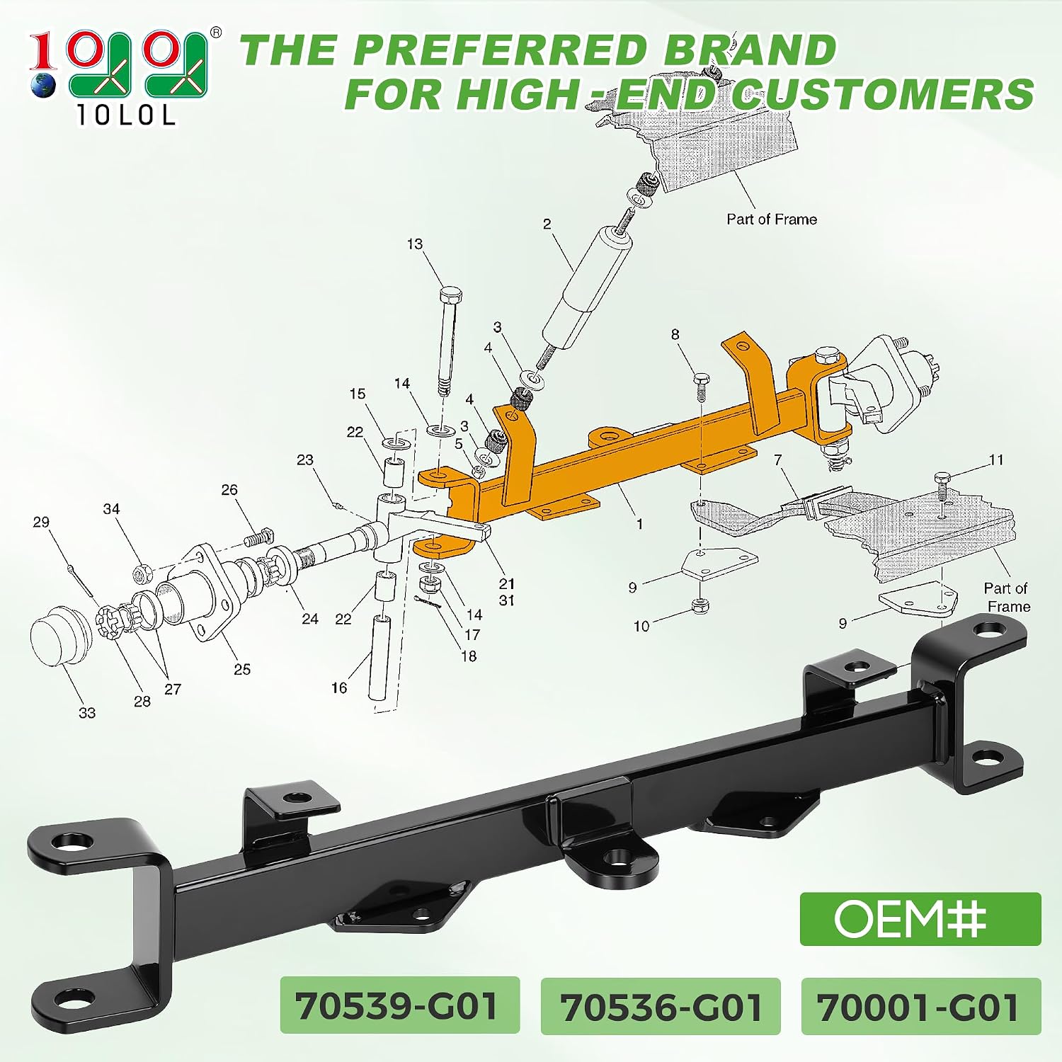 10L0L Golf Cart Front Axle Weldment