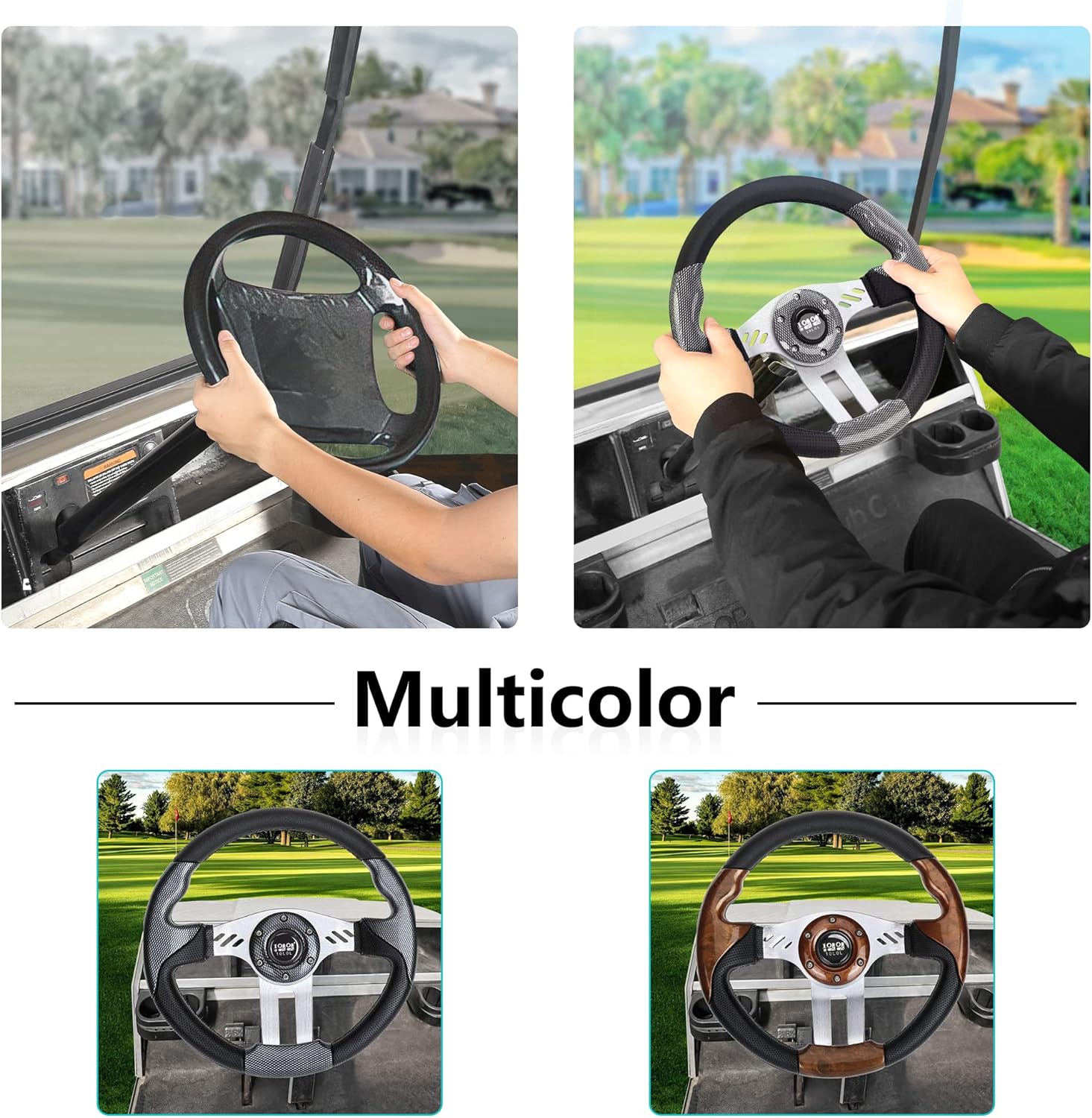 12.5 inch Wooden Golf Cart Steering Wheel