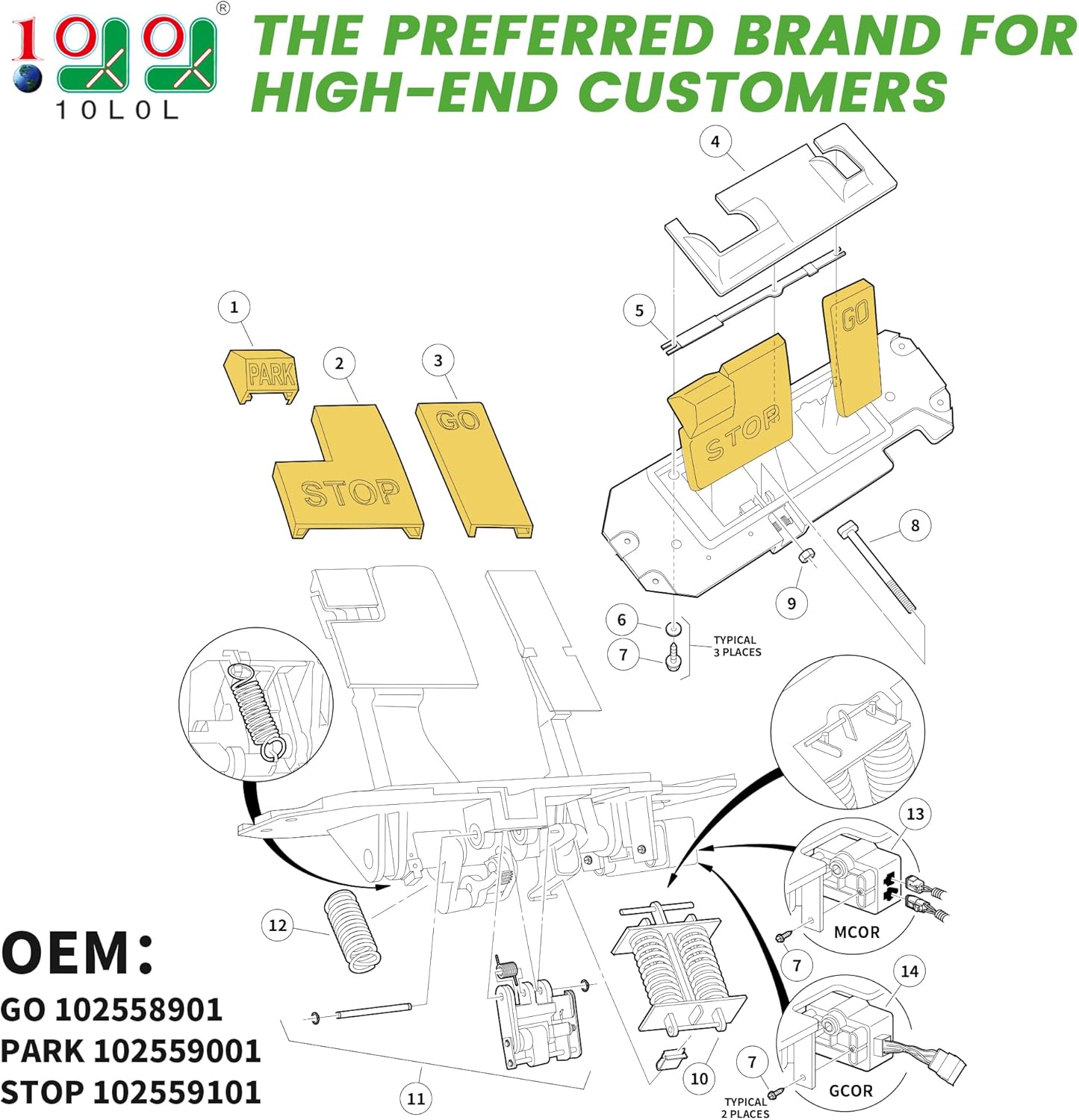 10L0L Golf Cart Pedal Pad Set