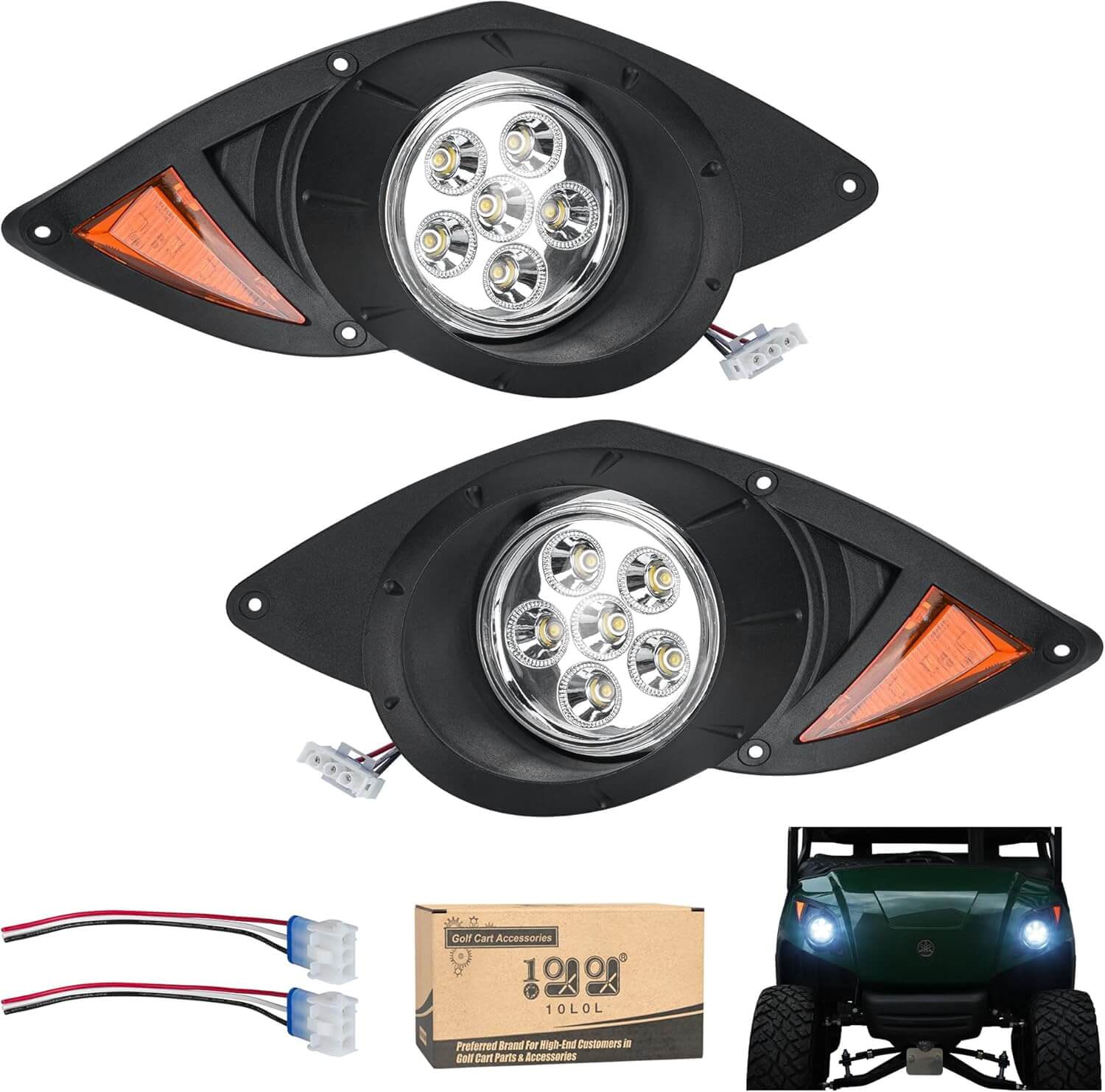Golf Cart Headlight Kit for Yamaha G29 - 12V LED Replacement Lights