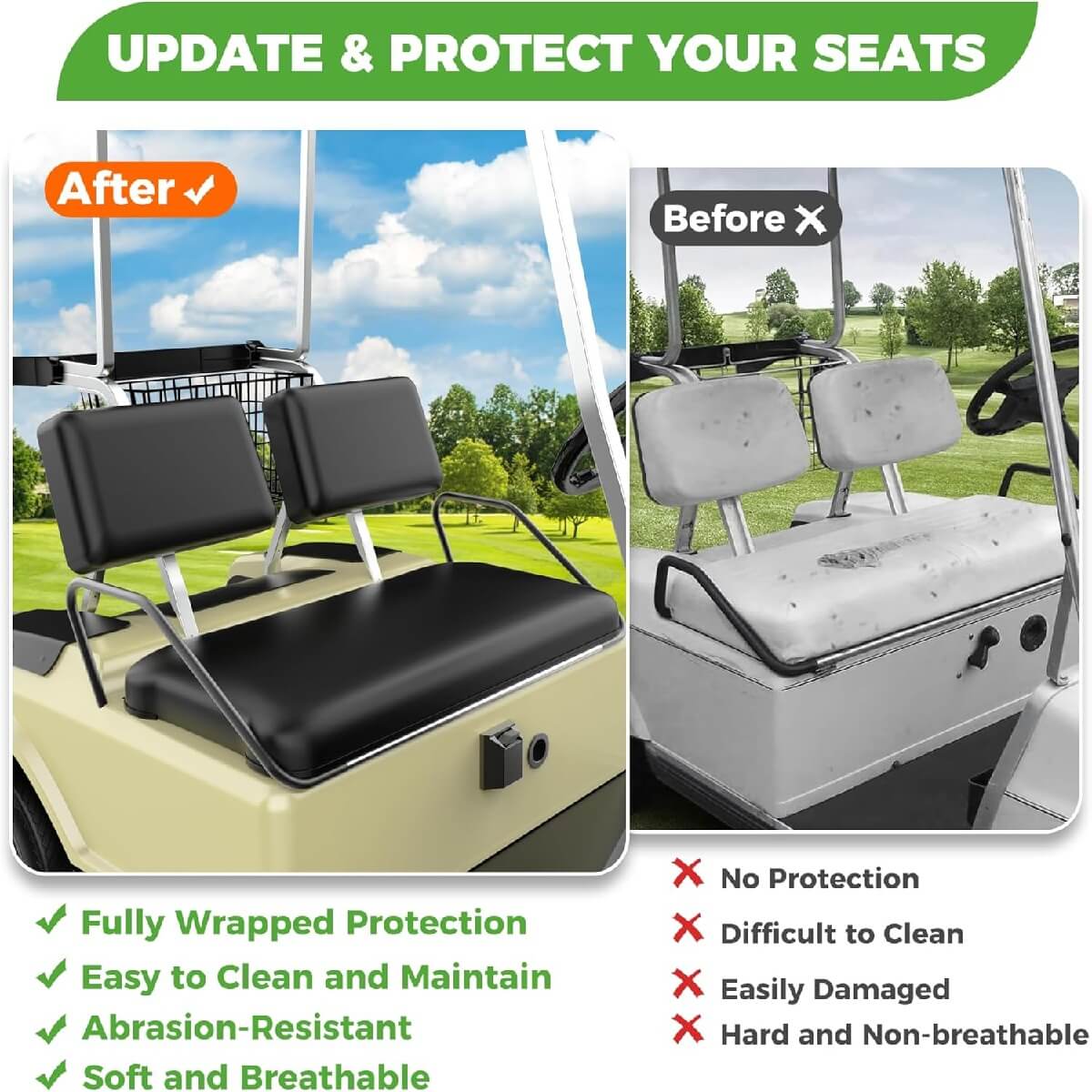 Club Car DS Staple-On Golf Cart Seat Covers