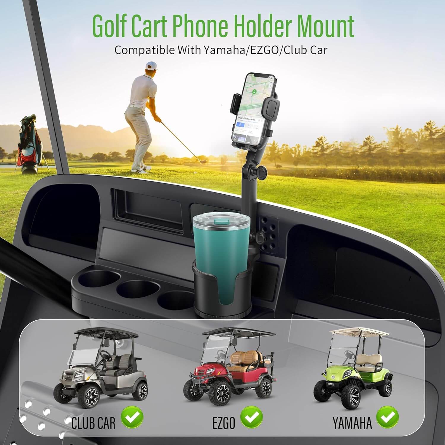 Golf Cart Phone Holder Mount