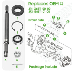 Yamaha Golf Cart Rear Axle with Bearing Seal Kit - 10L0L