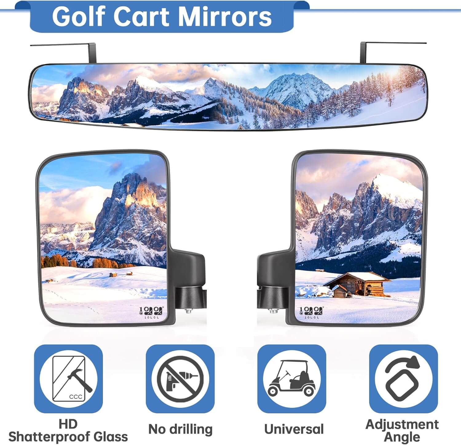 Golf Cart Mirrors for Golf Cart Club Car EZGO and Other