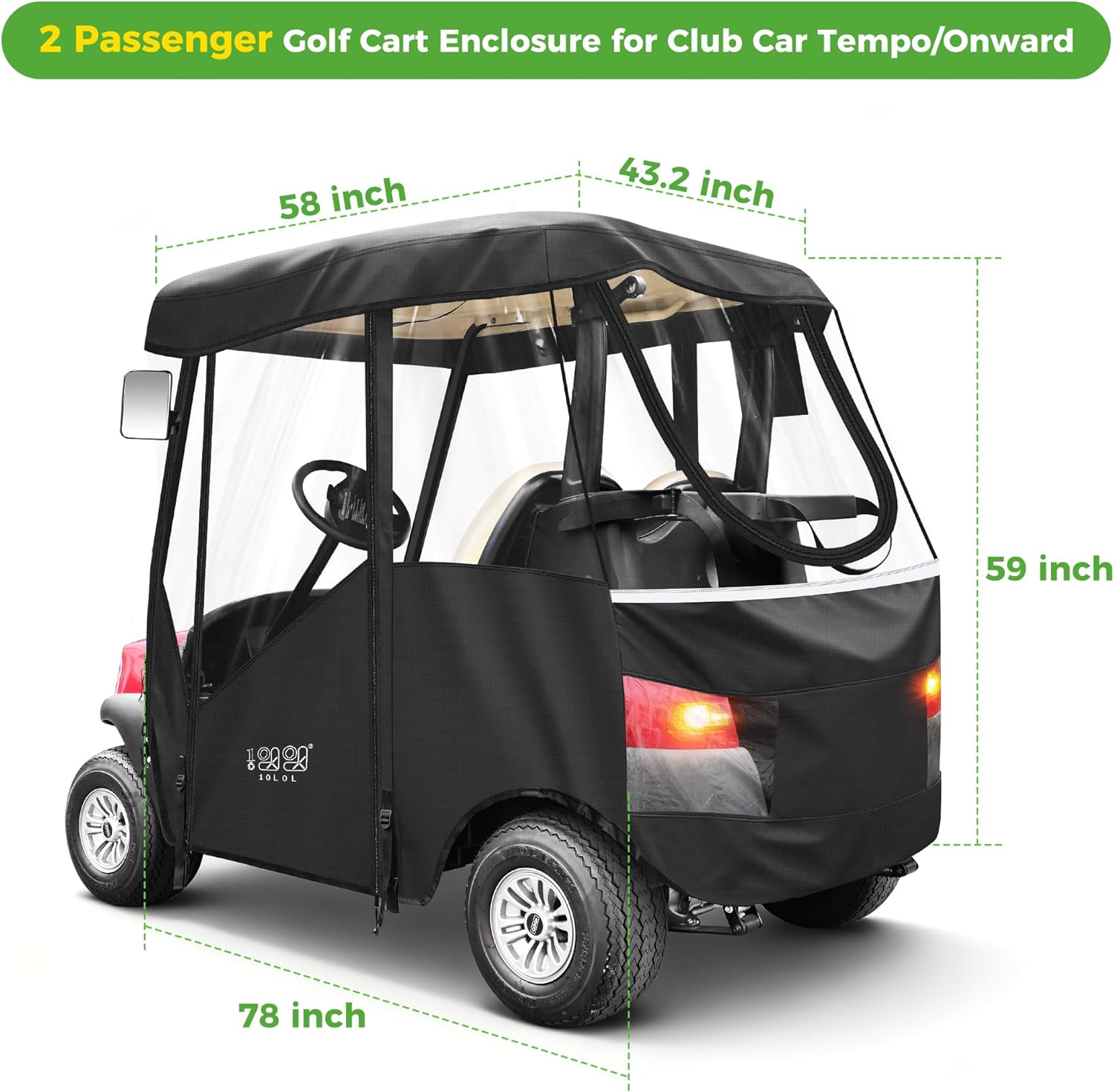 2 Passenger Golf Cart Enclosure for Club Car Tempo/onward