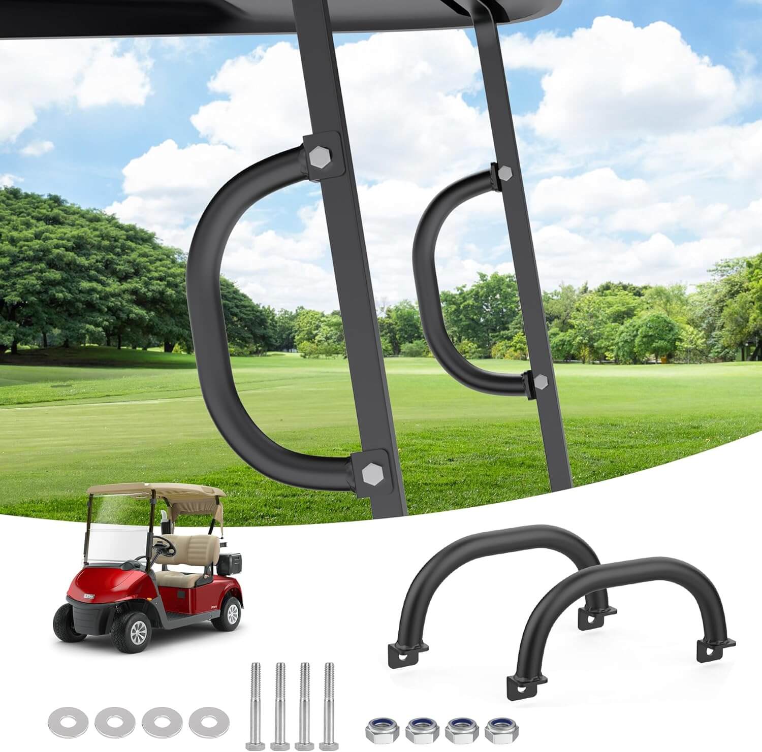 Universal Golf Cart Handrail for Square Tube Vehicles