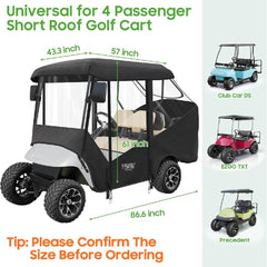 Universal for 4 Passenger Short Roof golf cart
