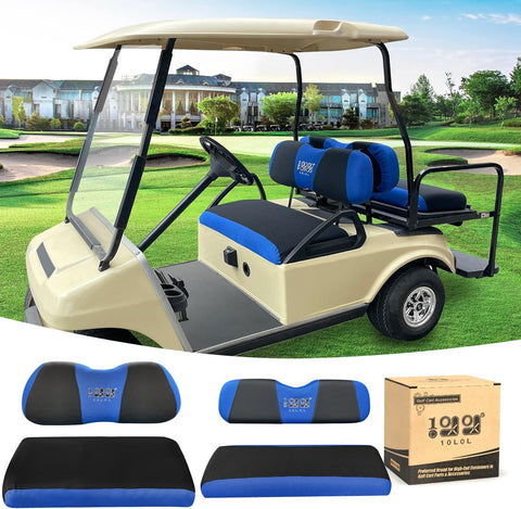 10L0L Golf Cart Front Rear Seat Cover Set Blue