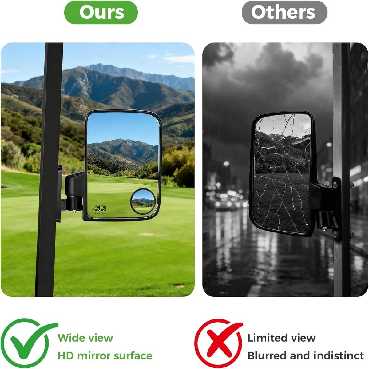 Golf Cart Side Mirrors Clear Vision