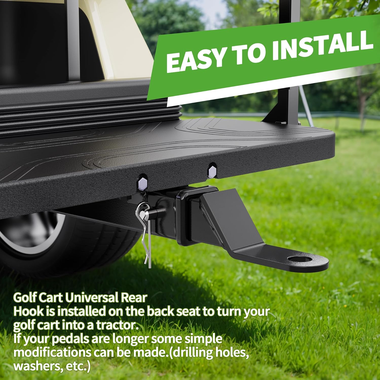 10L0L Heavy Duty Golf Cart Trailer Hitch Kit with 2" Receiver for Yamaha, EZGO, Club Car - Easy Installation