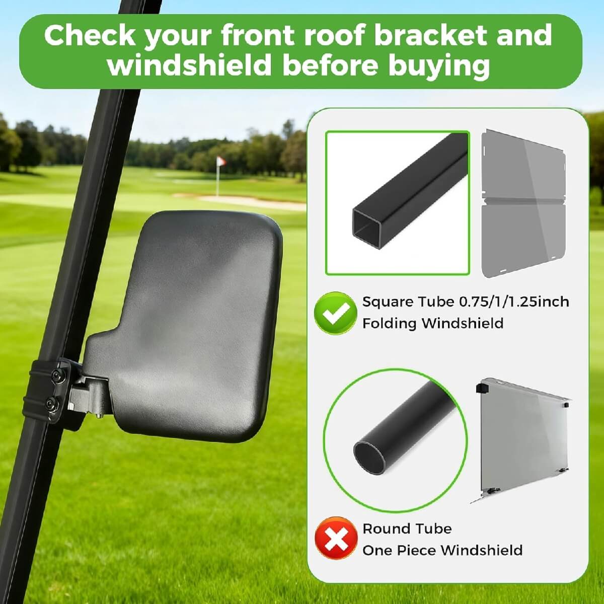 10L0L Golf Cart Side Mirrors with Blind Spot Mirror