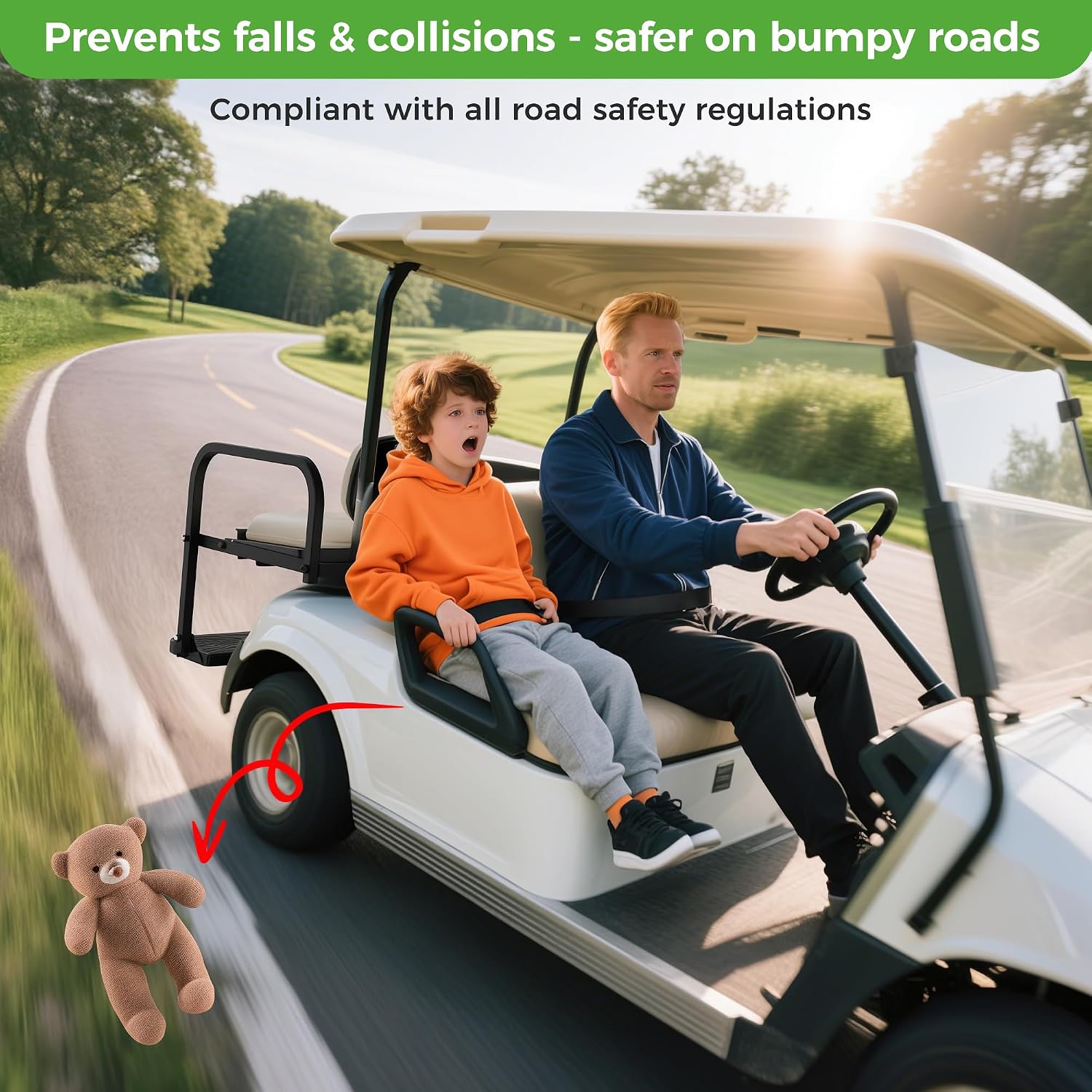 Prevents falls & collisions - safer on bumpy roads