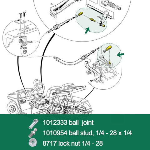 Golf Cart Transmission Cable End and Ball Stud Kit