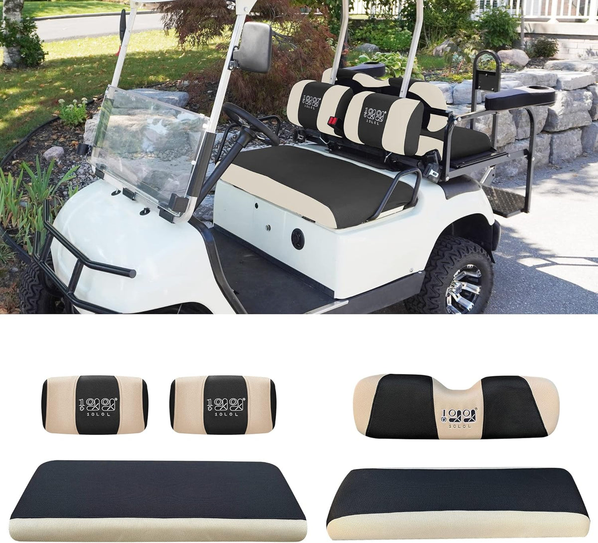 Beige Golf Cart Seat Cover Set