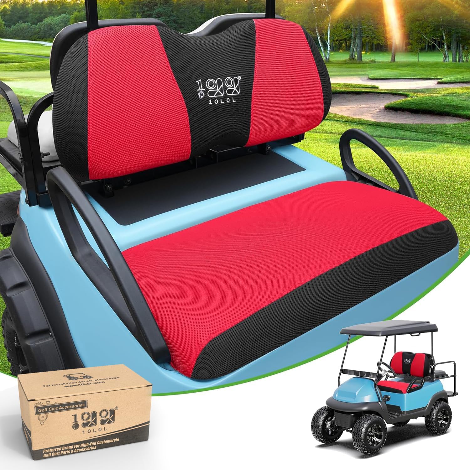 Yamaha & Club Car Golf Cart Seat Cover (Red and Black)