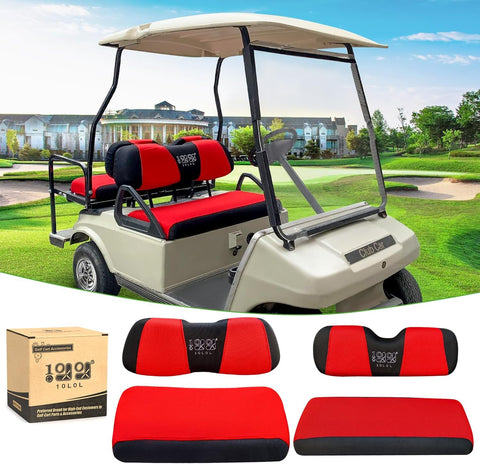 10L0L Golf Cart Front Rear Seat Cover Set Red