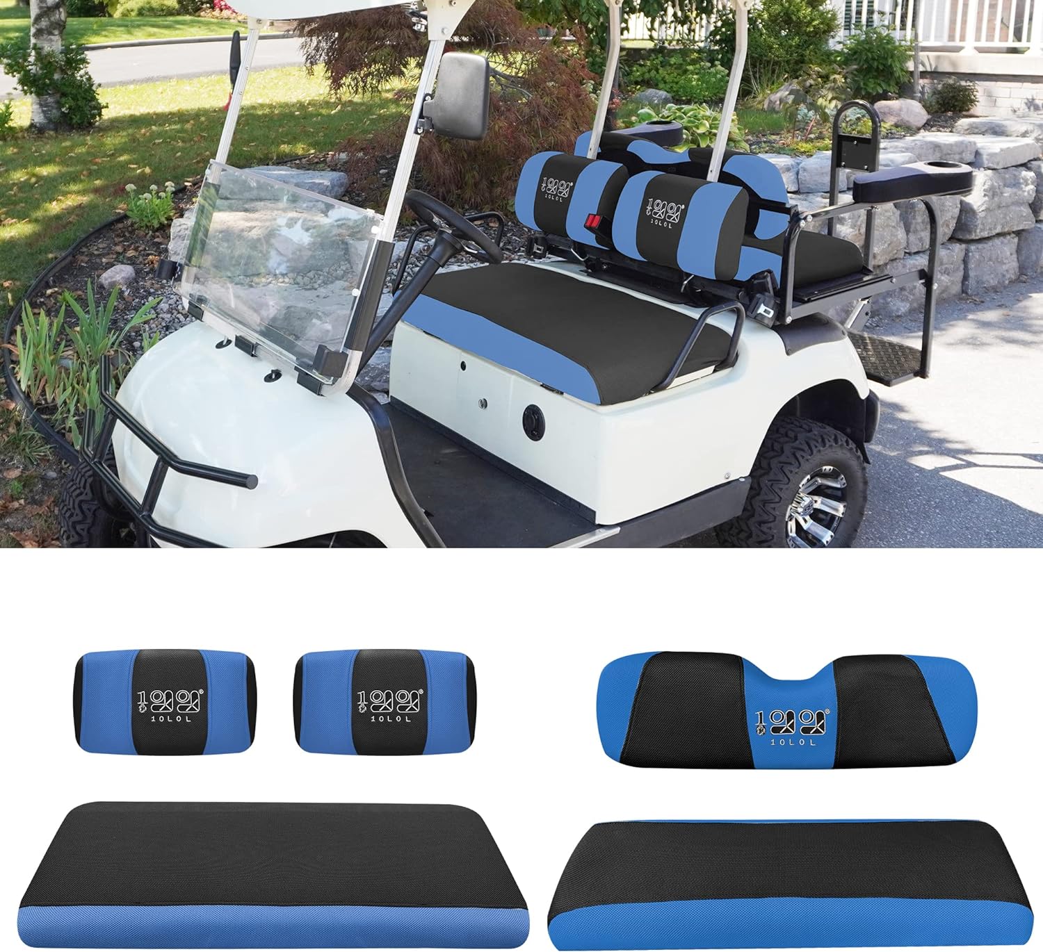 Blue Golf Cart Seat Cover Set