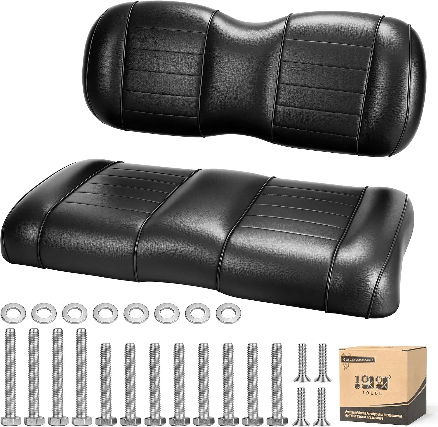 Black Golf Cart Front Seat Cushion Set