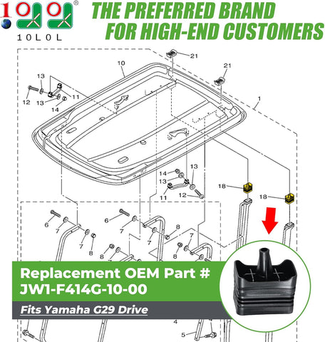 10L0L Golf Cart Rear Top Strut Seal