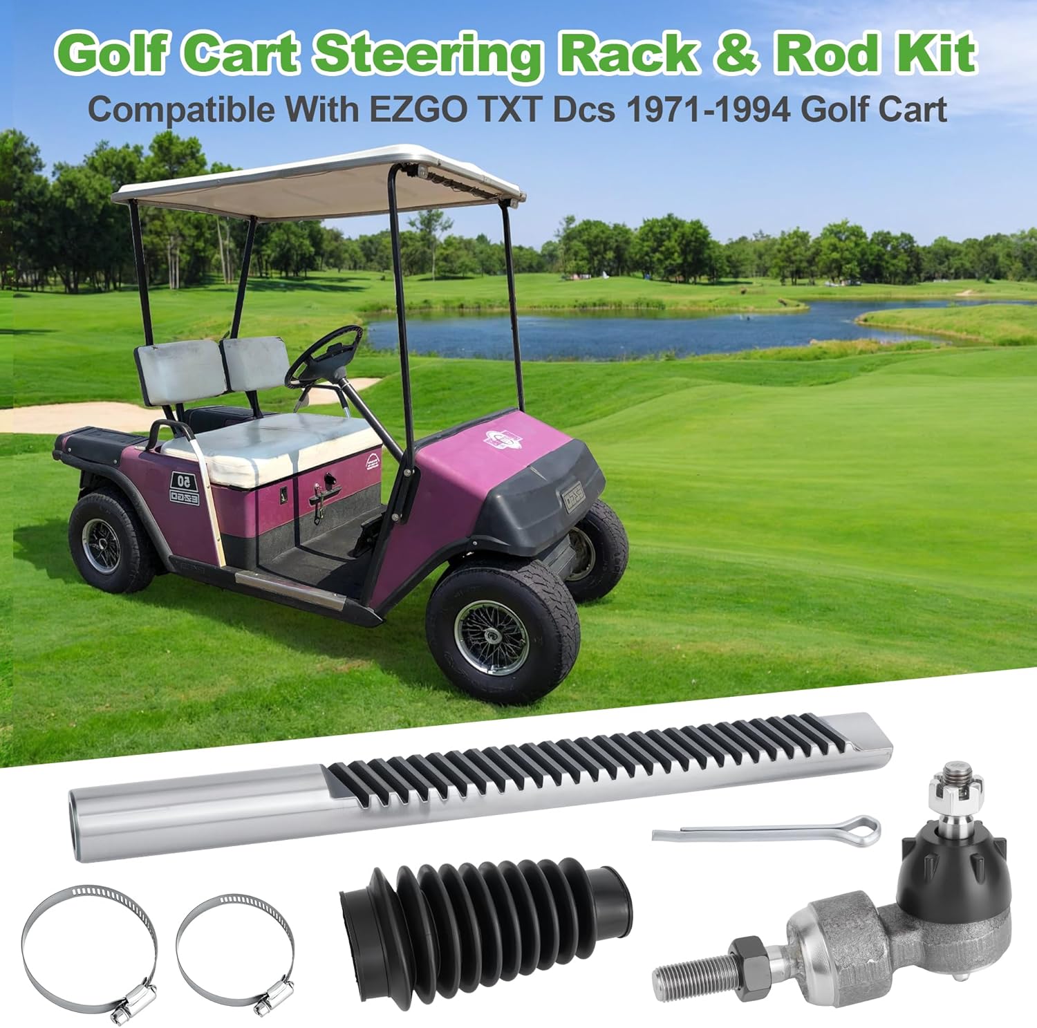 Steering Rack Rods Golf Cart Steering Rack & Rod Kit for EZGO Marathon - 10L0L