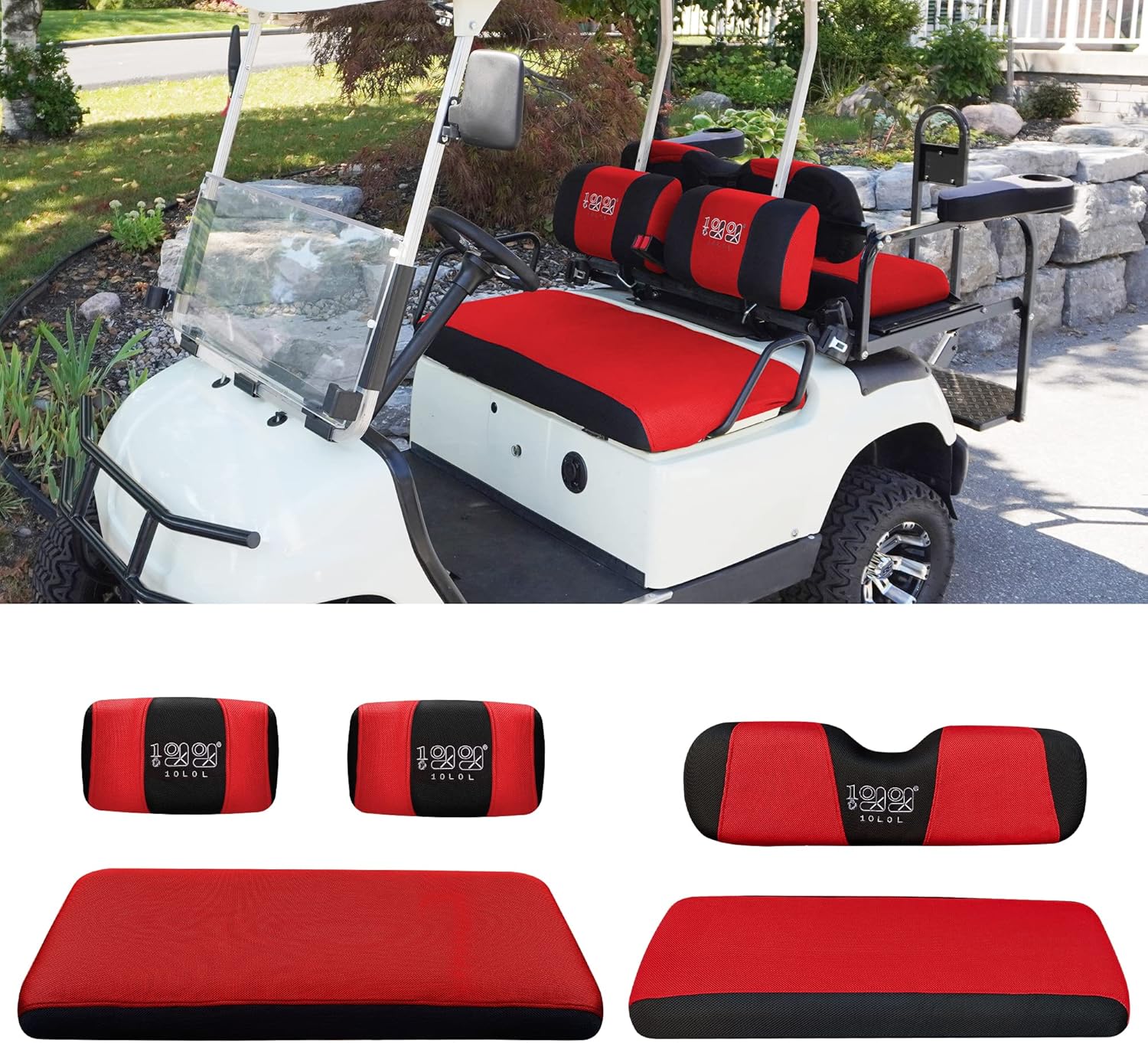 Red Golf Cart Seat Cover Set