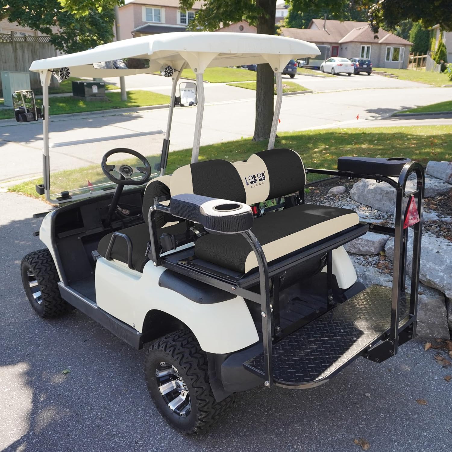 Beige Golf Cart Back Seat Cover