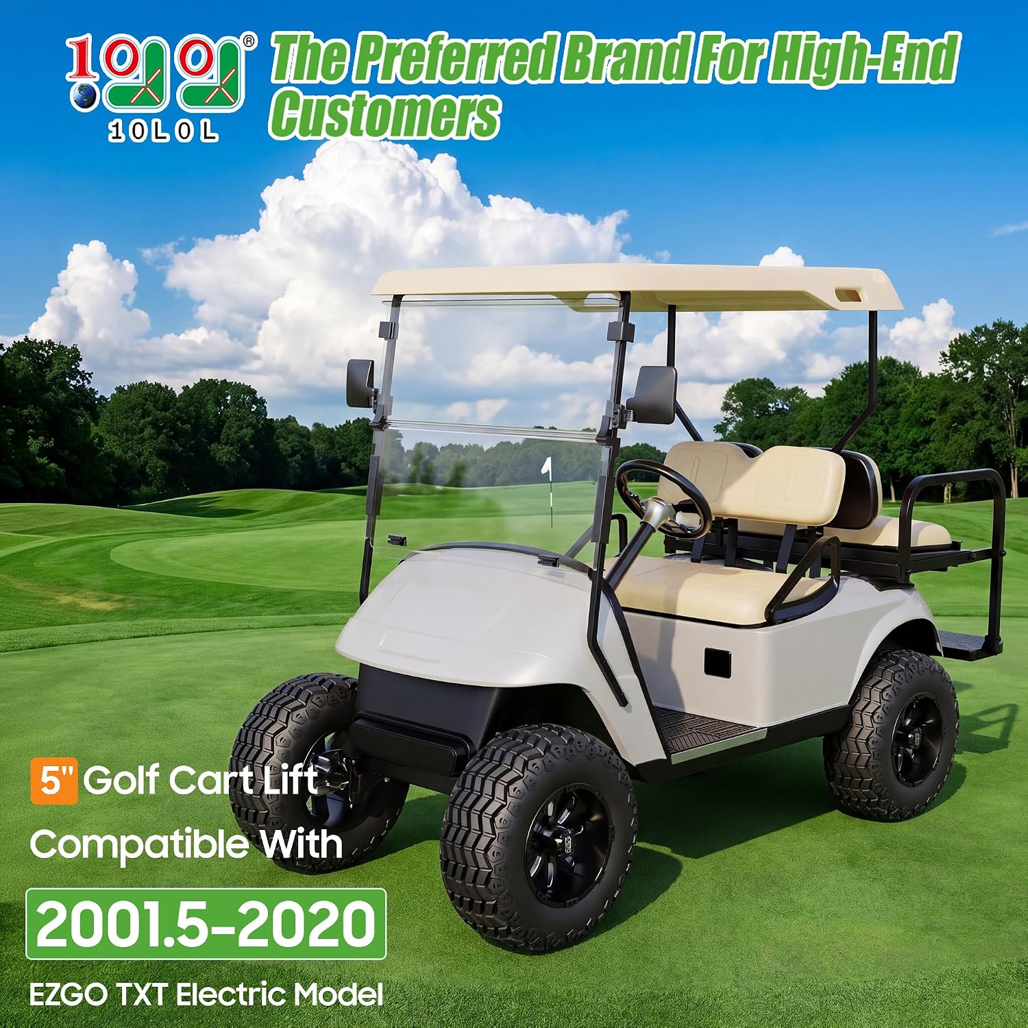 10L0L Golf Cart Lift Kit 5in with Spindle Assembly
