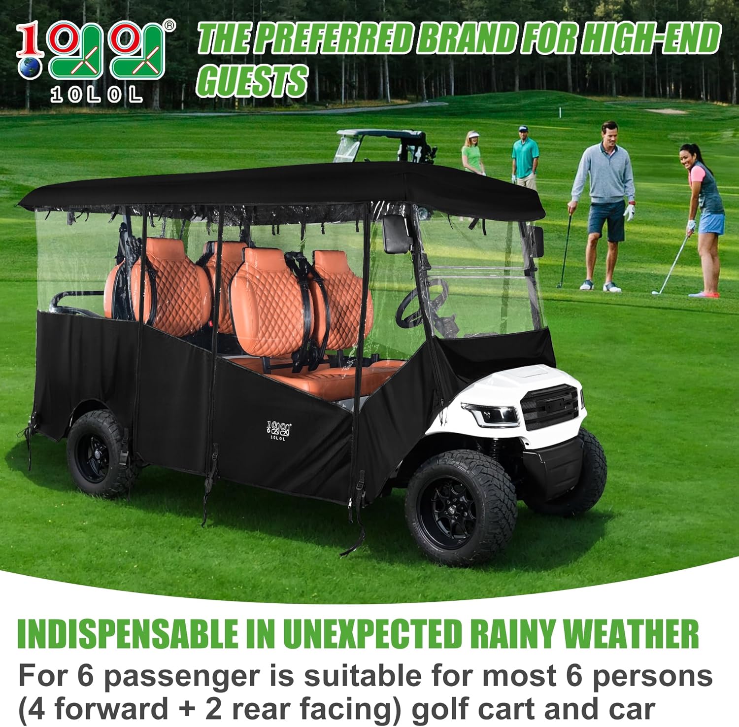 10L0L Golf Cart Driving Enclosures 6/4+2 Passenger Extended Roof