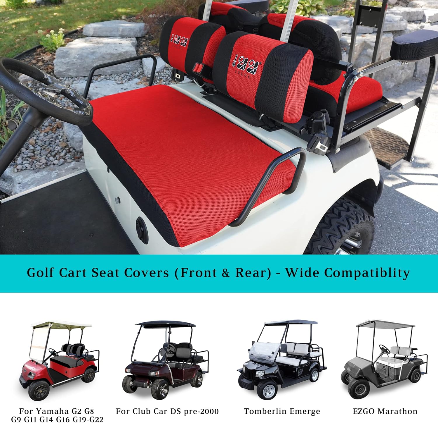 Red golf cart seat cover suitable for car models