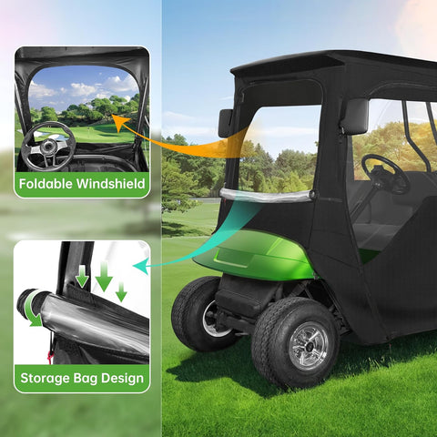 10L0L 600D Golf Cart Enclosure 2 Passenger Rain Cover
