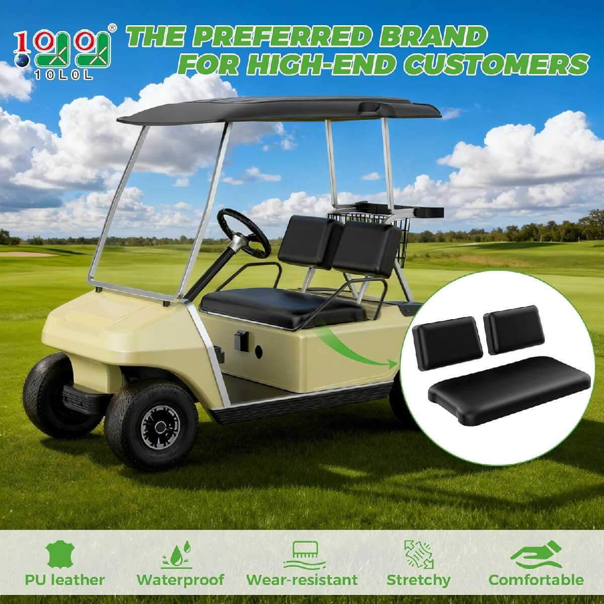Golf Cart Staple-On Seat Covers for Club Car DS