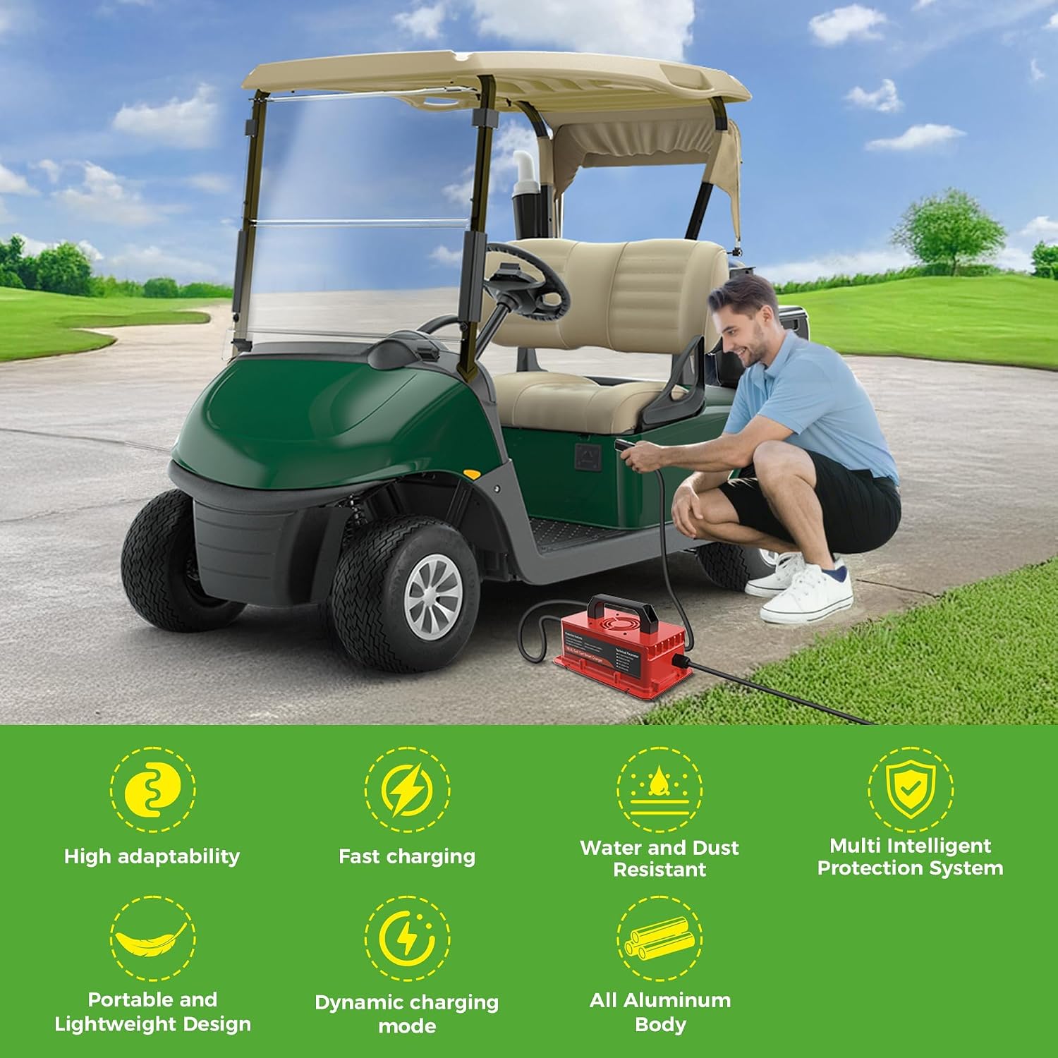 10L0L 48V 15A Golf Cart Battery Charger for EZGO RXV